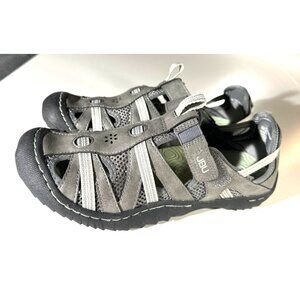 JBU By Jambu Womens Gray Closed-Toe Sandals With Velcro Strap & Mesh Design